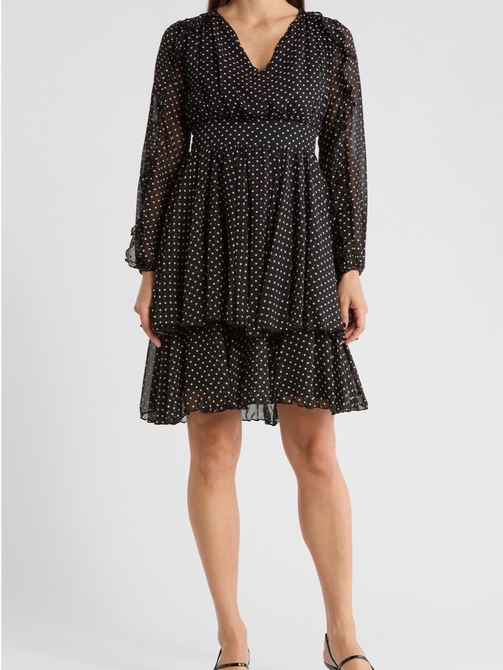 Elie Tahari Designer Black Polka Dot “Sophia” Tiered Dress Women’s Size 6